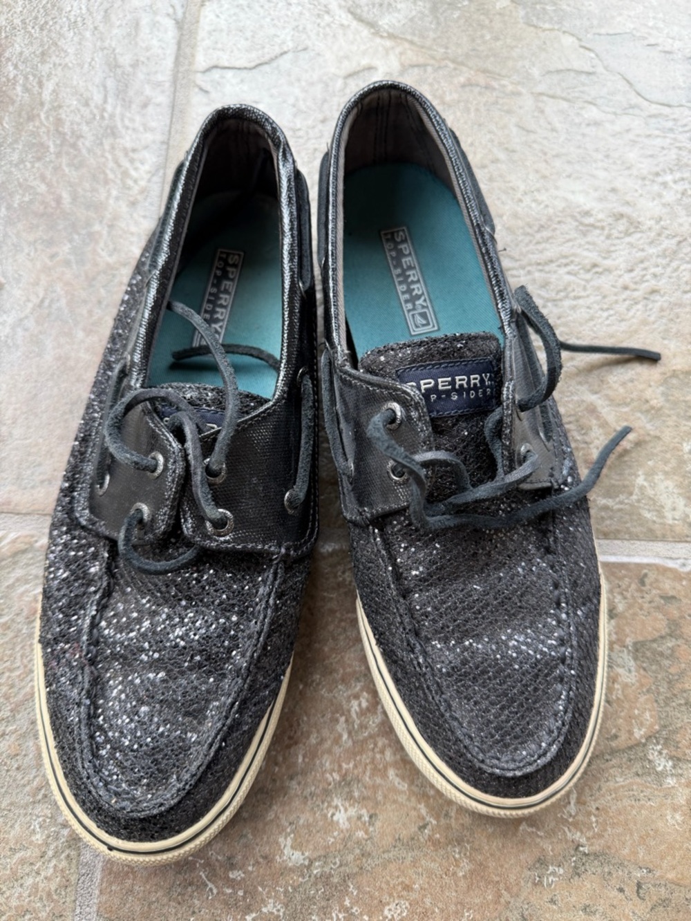 Sperry Top-Sider Bahama Women’s Boat Shoe Sparkly Black Glitter